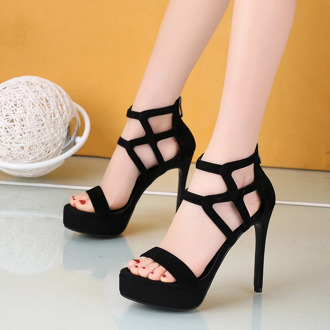hollow out sandals women platform high heels shoes woman sexy peep toe pumps women shoes office party heels black red