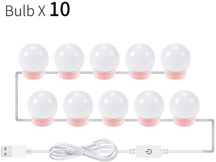 Hollywood Stijl Kaptafel Lamp 6 10 14 Bollen Kit Led Make-Up Spiegel Touch Sensor Switch 12V Led Spiegel licht Usb Muur Lampen 10 Bulbs
