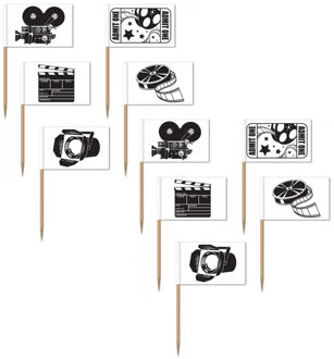 Hollywood thema cocktailprikkers - 100x stuks - 6,5 cm - film/bioscoop versiering