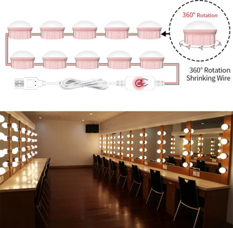 Hollywood Vanity Makeup Mirror Light Bulb USB 5V Make Up Lamp Dressing Table 6 10 14 Bulbs Kit Bathroom Cosmetic Lights Bedroom