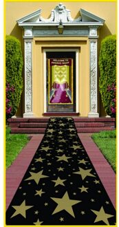 Hollywood zwarte loper met gouden sterren van vilt 3 meter Multi