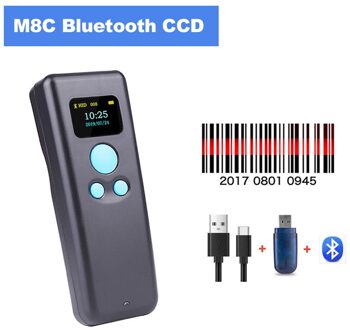 Holyhah M8D Mini Barcode Scanner Bluetooth Draadloze Bedrade 1D 2D Qr PDF417 Bar Code Reader Voor Ipad Iphone Android Tabletten pc M8C Bluetooth CCD
