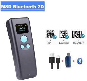 Holyhah M8D Mini Barcode Scanner Bluetooth Draadloze Bedrade 1D 2D Qr PDF417 Bar Code Reader Voor Ipad Iphone Android Tabletten pc M8D Bluetooth QR