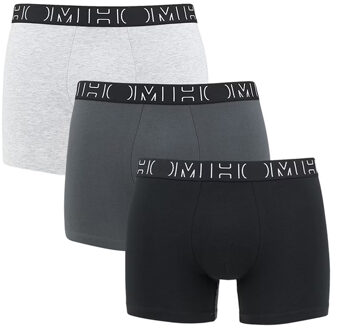 Hom Boxershorts Long Patrick 3-Pack grijs-zwart - XL