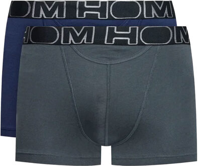 Hom HO1 boxer briefs (2-pack) - heren boxer kort met horizontale gulp - blauw en antraciet -  Maat: S