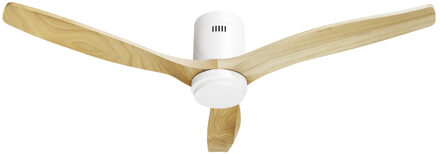 Hombli Smart Ceiling Fan & Light - White & Light Wood Smartverlichting