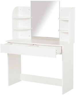 HOMCOM station white wood makeup with mirror (108x40x142 cm)