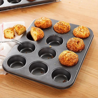 Home Baking Mold 12 Hole Cup Flat Bottom Non Stick Cake Mold DIY Mini Cake Mold Non Stick Coating Baking Pan Fast Shipping