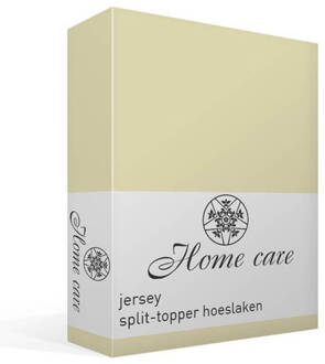 Home Care Jersey Split-topper Hoeslaken - 100% Gebreide Jersey Katoen - 2-persoons (140x200/220 Cm) - Ivoor