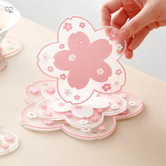 Home Cherry Blossom Silicone Tea Coffee Cup Coaster Non-slip Insulation Pad Pot Placemats for Table Bowl Mat Office Kitchen Tool