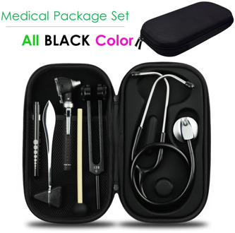 Home Classic Medical Health Monitor Storage Case Kit with Stethoscope Otoscope Tuning Fork Reflex Hammer LED Penlight Torch Tool