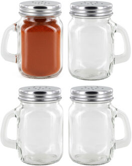 Home Deco Factorykruidenpotje - 4x - glas - 120 ml - transparant - kruidenstrooier