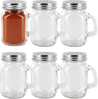 Home Deco Factorykruidenpotje - 6x - glas - 120 ml - transparant - kruidenstrooier