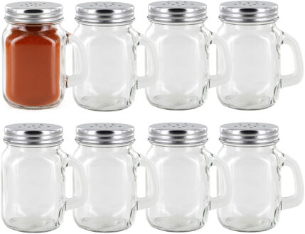 Home Deco Factorykruidenpotje - 8x - glas - 120 ml - transparant - kruidenstrooier