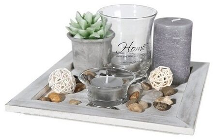 Home deco vierkant bord inclusief decoratie - Kaarsenplateaus Multikleur