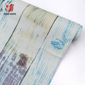 Home Decor 3D Pvc Houtnerf Muurstickers Contact Papier Behang Rustieke Effect Zelfklevende Meubels Keuken Sticker Kamer blauw wood grain