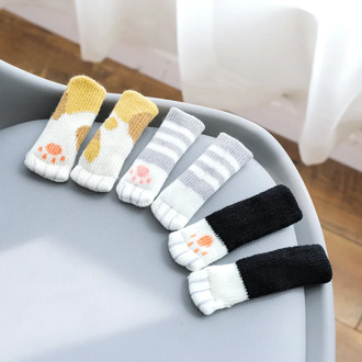 Home Decor 4Pcs Cartoon Cat Paw Table Foot socks Chair Leg Covers Floor Protectors Non-Slip Knitting Socks For Furniture
