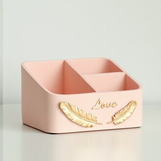 Home Decor Desk Organizer Office Tafel Accessoires Home Organisatie Opslag Home Office Desktop Multi-Functionele Opbergbox 3 cells roze
