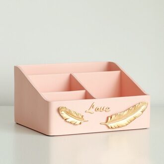Home Decor Desk Organizer Office Tafel Accessoires Home Organisatie Opslag Home Office Desktop Multi-Functionele Opbergbox 4 cells roze