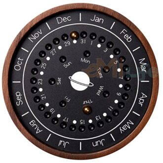 Home Decor Houten Perpetual Maandelijkse Kalender Desktop Maand Week Datum Planeet Woonkamer Decoratie Creatieve Collectie zwart