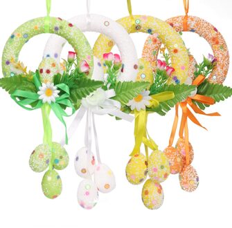 Home Decor Krans Pasen Party Decoratie Deur Winder Bloemen Paaseieren Rotan Krans Muur Ambachtelijke Ornamenten