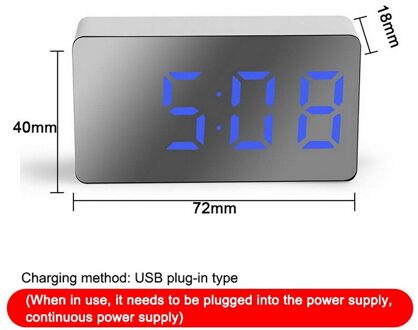 Home Decoratie Led Spiegel Digitale Mini Wekker Snooze Tafel Klok Wakker Mute Kalender Dimbare Elektronische Desktop Klokken blauw