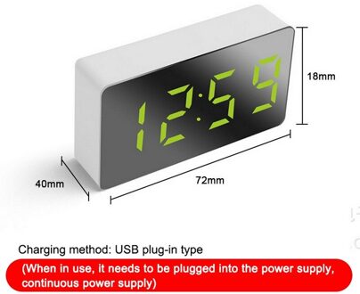 Home Decoratie Led Spiegel Digitale Mini Wekker Snooze Tafel Klok Wakker Mute Kalender Dimbare Elektronische Desktop Klokken groen
