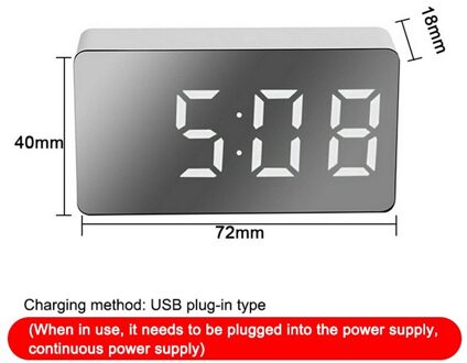 Home Decoratie Led Spiegel Digitale Mini Wekker Snooze Tafel Klok Wakker Mute Kalender Dimbare Elektronische Desktop Klokken wit