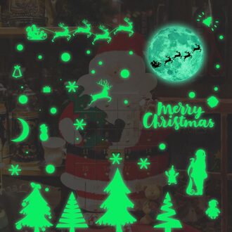 Home Decoratie Muurstickers Gloeiende Stickers Kerst Muur Posters Voor Slaapkamer Woonkamer Creatieve