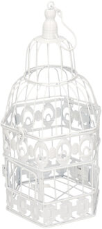 Home decoratie vogelkooi wit 18 x 39 cm