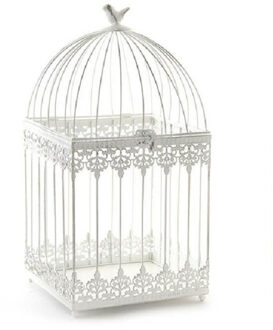 Home decoratie vogelkooi - wit - 23 x 23 x 46 cm - Vogelkooien