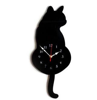 Home Decoratie Woonkamer Kwispelende Staart Kat Creatieve Wandklok Acryl Wandklok Moderne Leuke Kat Klok Bewegen Stilte