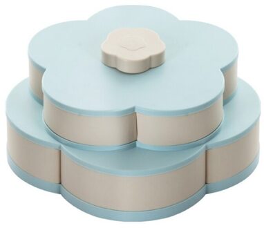 Home Decoratieve Servies Snoep Schotel Lade Specialiteit Plastic Platen Snack Box Voedsel Container Opbergdoos Met Compartimenten Case dubbele laag blauw