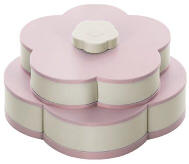 Home Decoratieve Servies Snoep Schotel Lade Specialiteit Plastic Platen Snack Box Voedsel Container Opbergdoos Met Compartimenten Case dubbele laag roze