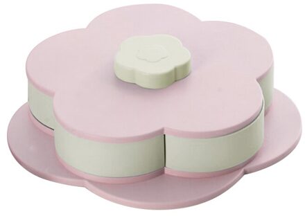 Home Decoratieve Servies Snoep Schotel Lade Specialiteit Plastic Platen Snack Box Voedsel Container Opbergdoos Met Compartimenten Case S single laag roze