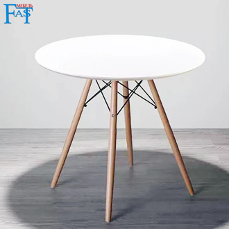 Home dining table White paint table on beech legs art design kitchen table round table modern table