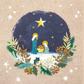 Home fashion kerst servetten holy christmas, formaat 33 x 33 cm