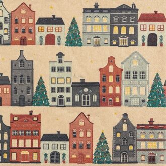 Home fashion kerst servetten the christmas town, formaat 33 x 33 cm