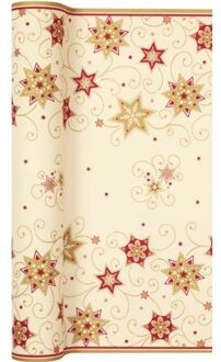 Home fashion kerst tafelloper, formaat 490 x 40 cm. - stars & swirls gold