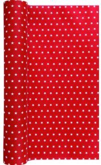 Home fashion kerst tafelloper mini stars red, formaat 490 x 40 cm