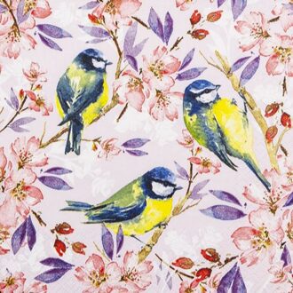 Home fashion servetten, blue tits, formaat 33x33cm
