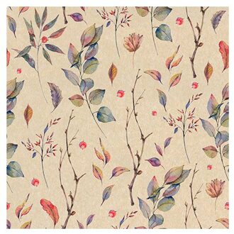 Home fashion servetten colored leaves, formaat 33 x 33 cm