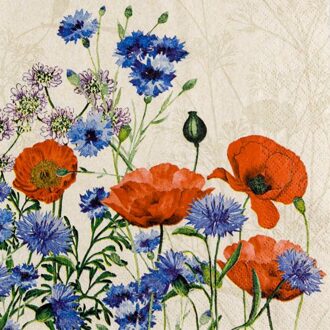 Home fashion servetten, formaat 33 x 33 cm. - wild poppies