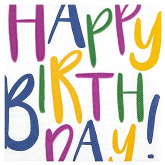 Home fashion servetten, happy birthday! dusty, formaat 33x33cm