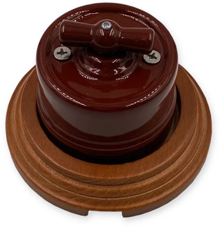 Home Improvement Retro Ceramic Rotary Switch Wall Lamp Knob Ceramic Switch 1-3 Gang Brown Wooden Base