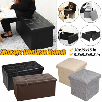 Home Multifunctional Foldable Fabric Storage Stool Bench Box Linen Small Sofa Chair Living Room Foot Stool Furniture with Lid