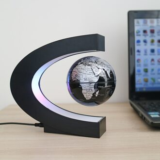Home Office Decoratie Bureaulamp 3 Kleuren Stijl Magnetische Levitatie Globe Nachtlampje Fly Globe Kaart Led Lamp zwart