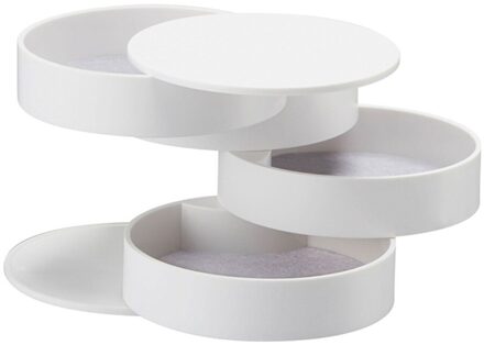 Home Organisatie Sieraden Opbergdoos 4-Layer Draaibaar Sieraden Accessoire Opbergvak Met Deksel Opslag Plank Housekeeping wit
