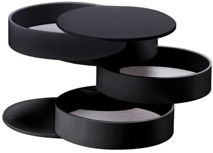 Home Organisatie Sieraden Opbergdoos 4-Layer Draaibaar Sieraden Accessoire Opbergvak Met Deksel Opslag Plank Housekeeping zwart