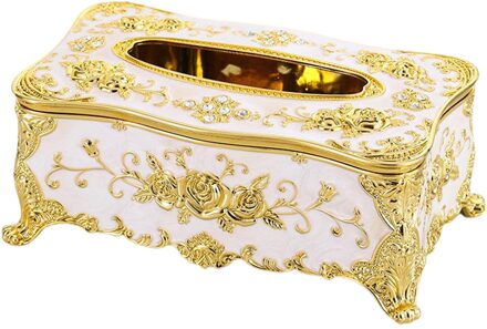 Home Storage Europese Tissue Papier Doos Case Cover Servet Wc Houder Wc-papier Case Facial Weefsels Box Organizer wit gouden